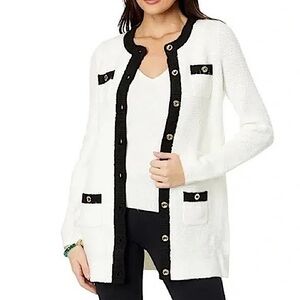 Lily Pulitzer Davison Sweater Jacket Cardigan Black & White Size XXS
